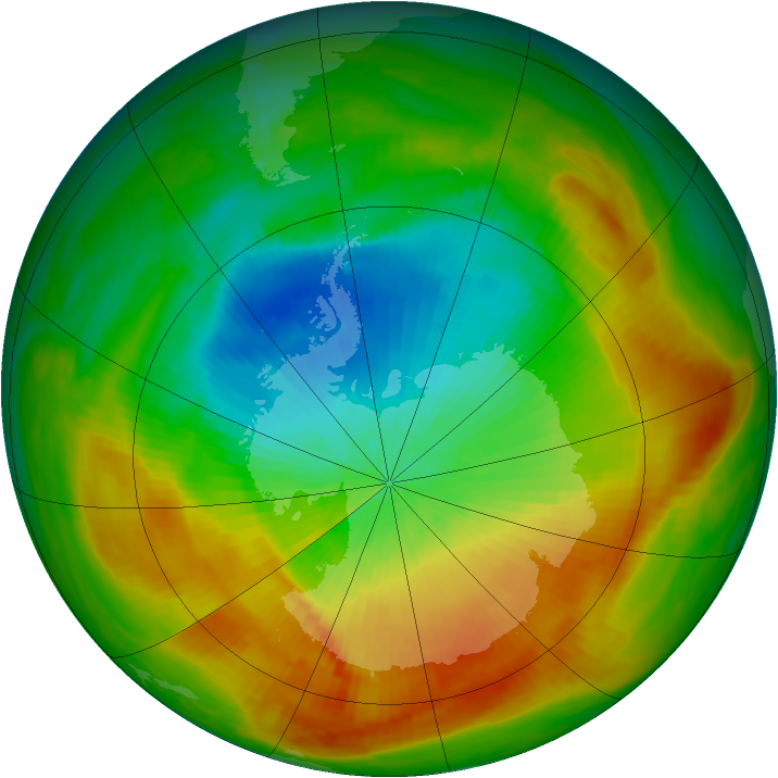 Antarctic ozone map for 29 October 1988